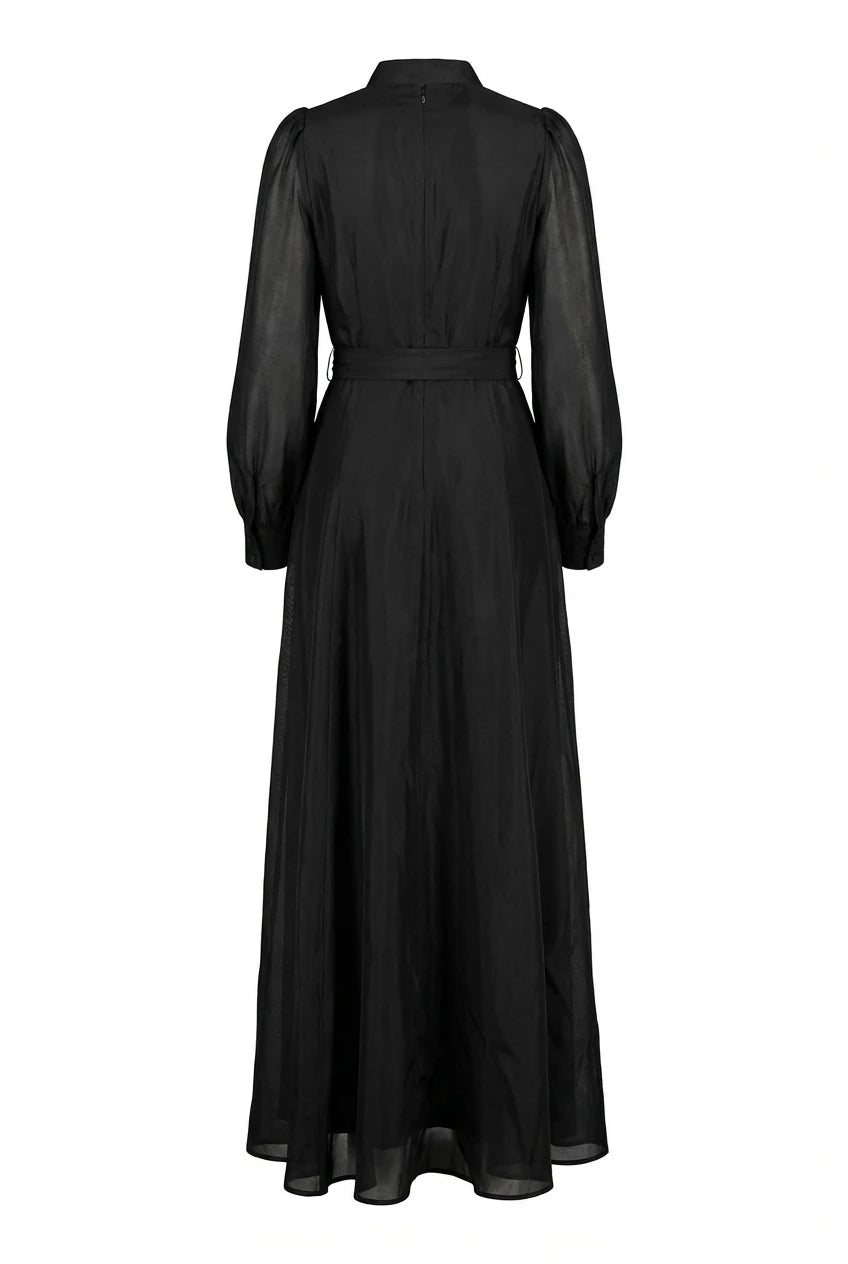 Striped Organza Belt Dress Black | Kjoler | Smuk