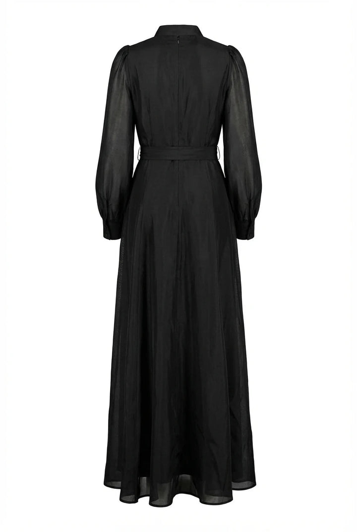 Striped Organza Belt Dress Black | Kjoler | Smuk