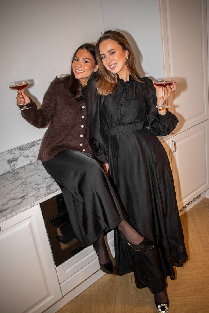 Striped Organza Belt Dress Black | Kjoler | Smuk