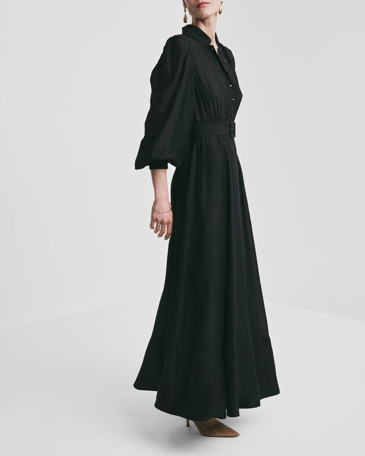 Striped Organza Belt Dress Black | Kjoler | Smuk
