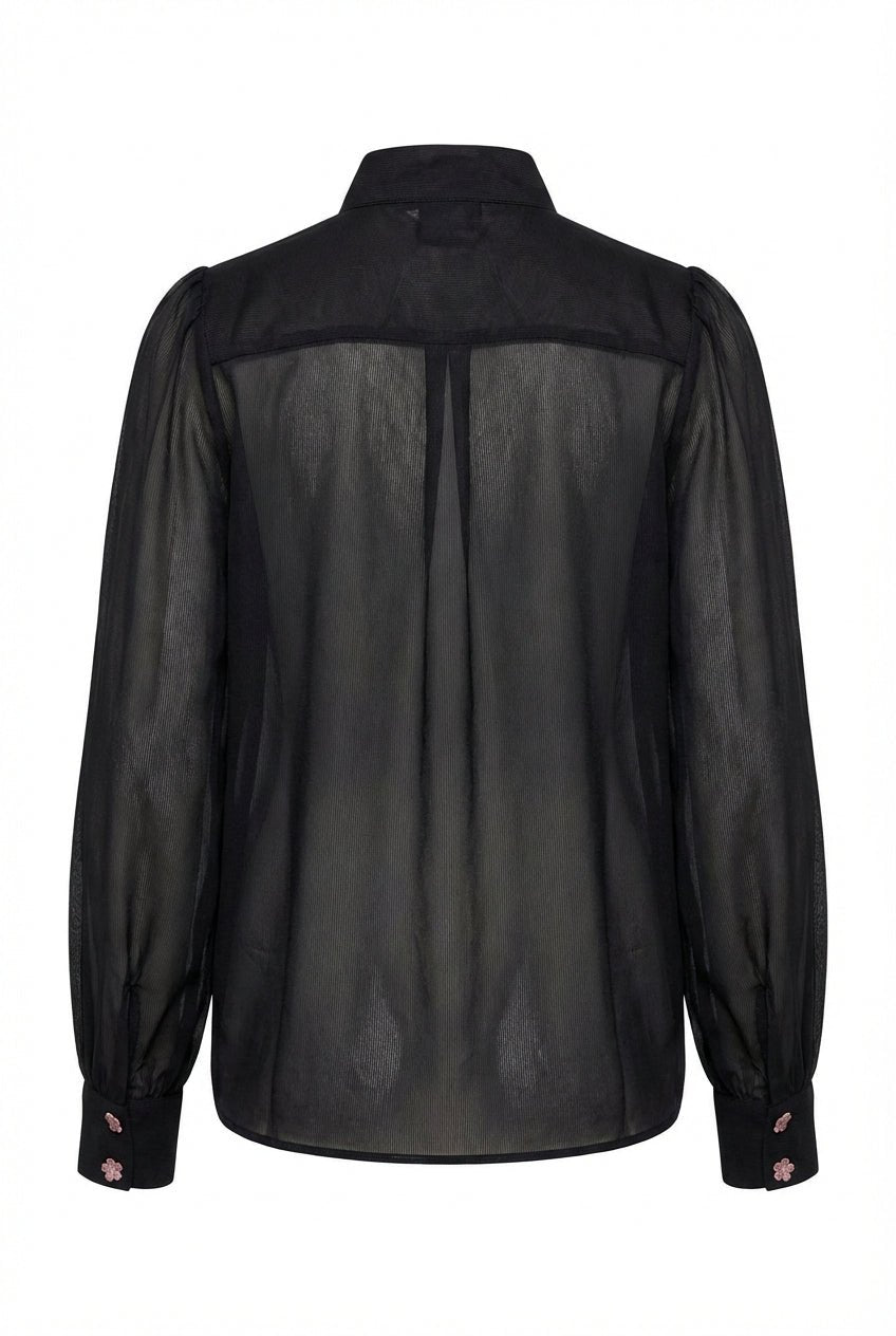 Striped Organza Blouse Black | Skjorter og bluser | Smuk