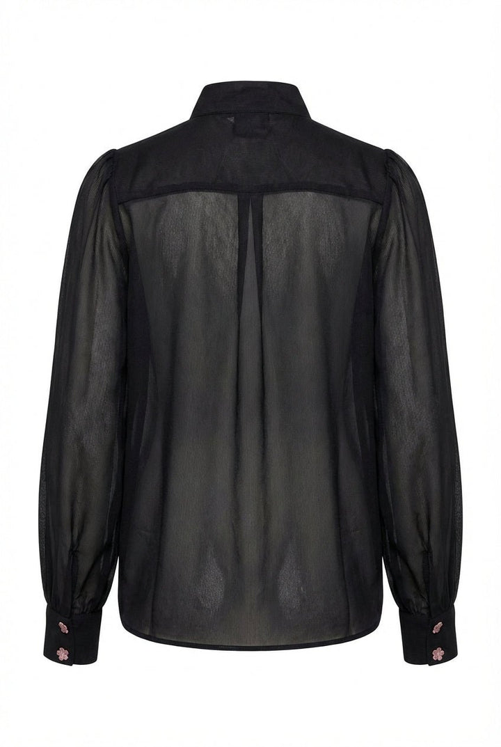Striped Organza Blouse Black | Skjorter og bluser | Smuk