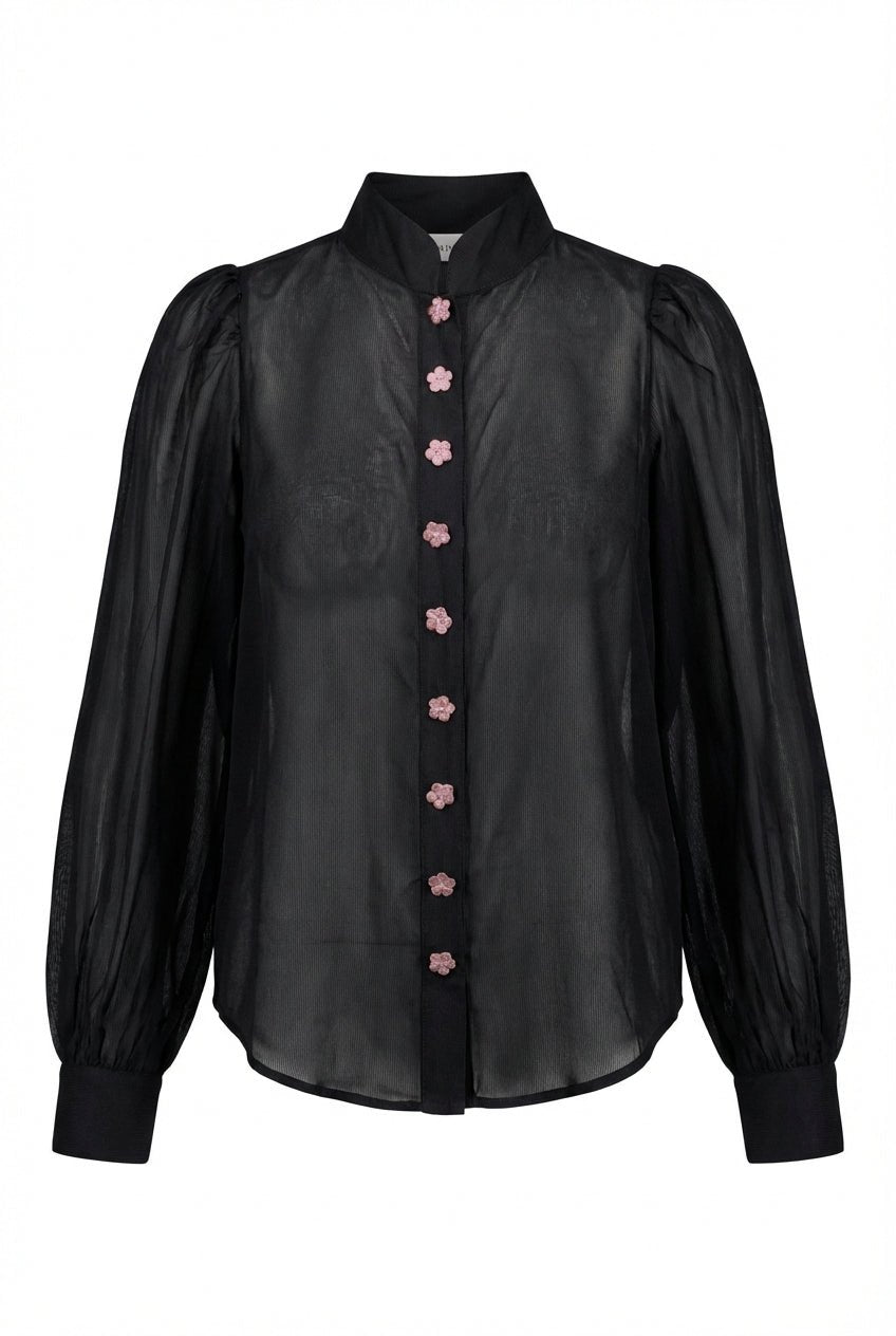 Striped Organza Blouse Black | Skjorter og bluser | Smuk