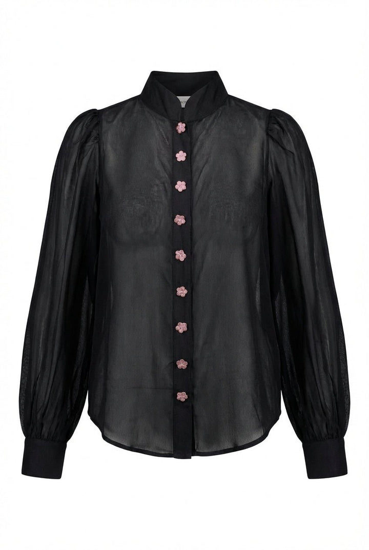 Striped Organza Blouse Black | Skjorter og bluser | Smuk
