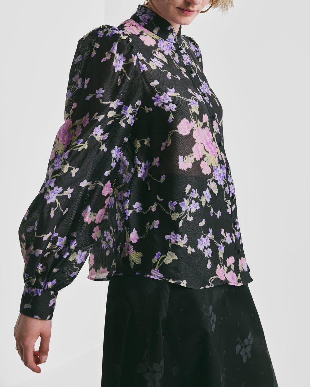 Striped Organza Blouse Midnight Viola | Skjorter og bluser | Smuk