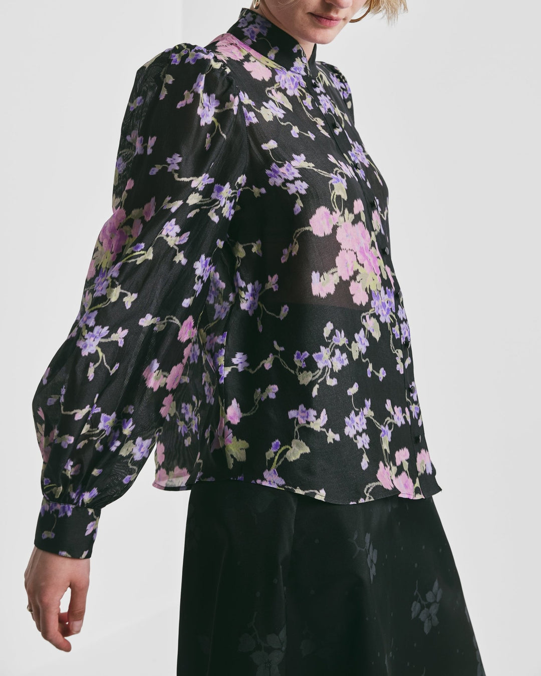 Striped Organza Blouse Midnight Viola | Skjorter og bluser | Smuk