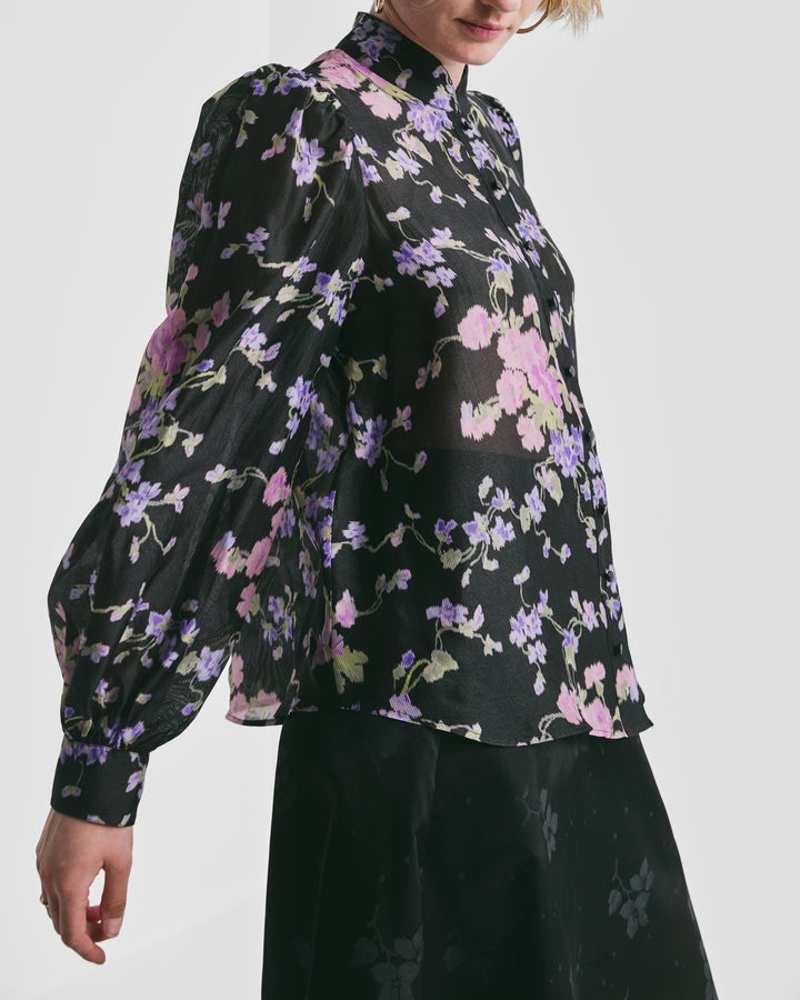 Striped Organza Blouse Midnight Viola | Skjorter og bluser | Smuk