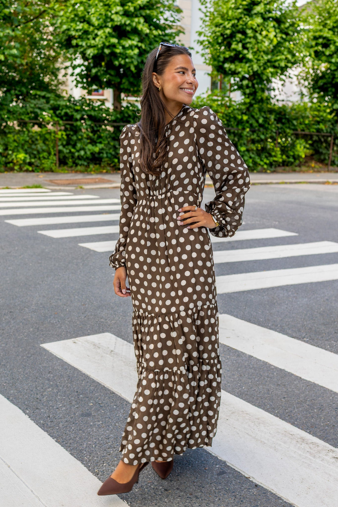 Striped Organza Midi Dress Dots | Kjoler | Smuk