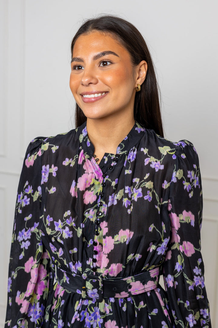 Striped Organza Mini Dress Midnight Viola | Kjoler | Smuk - Dameklær på nett