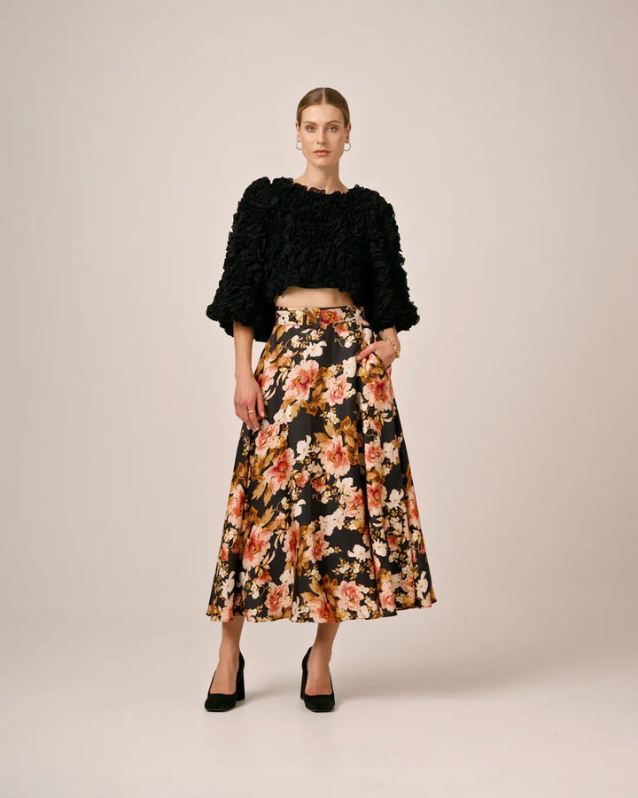 Striped Skirt Evening Roses | Skjørt | Smuk - Dameklær på nett