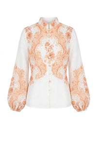 Summer Blouse White Paisley