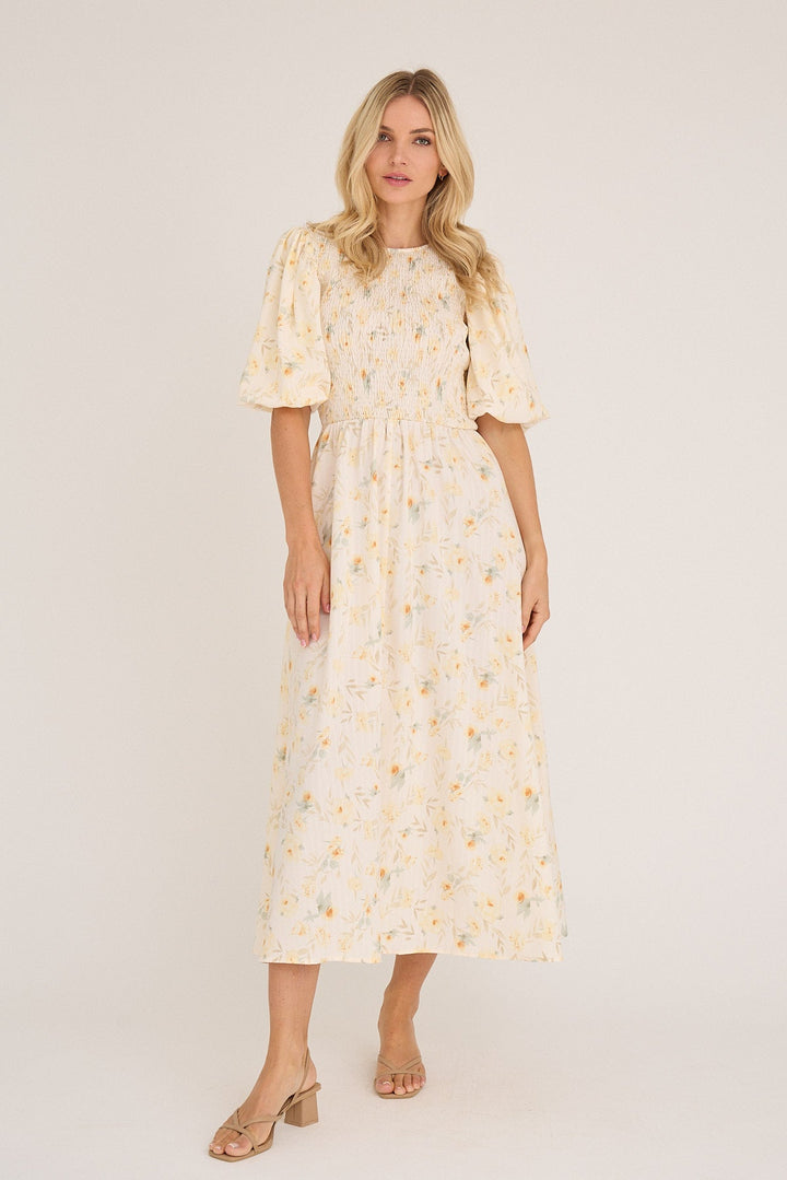 Tabita Dress Sand/Yellow | Kjoler | Smuk