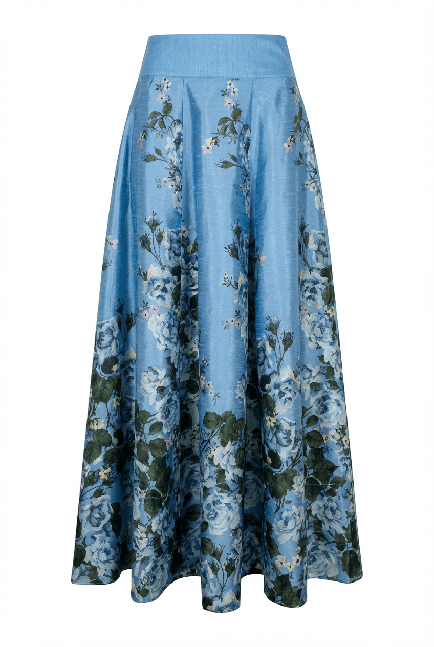 Taffeta Maxi Skirt Azure Garden | Skjørt | Smuk