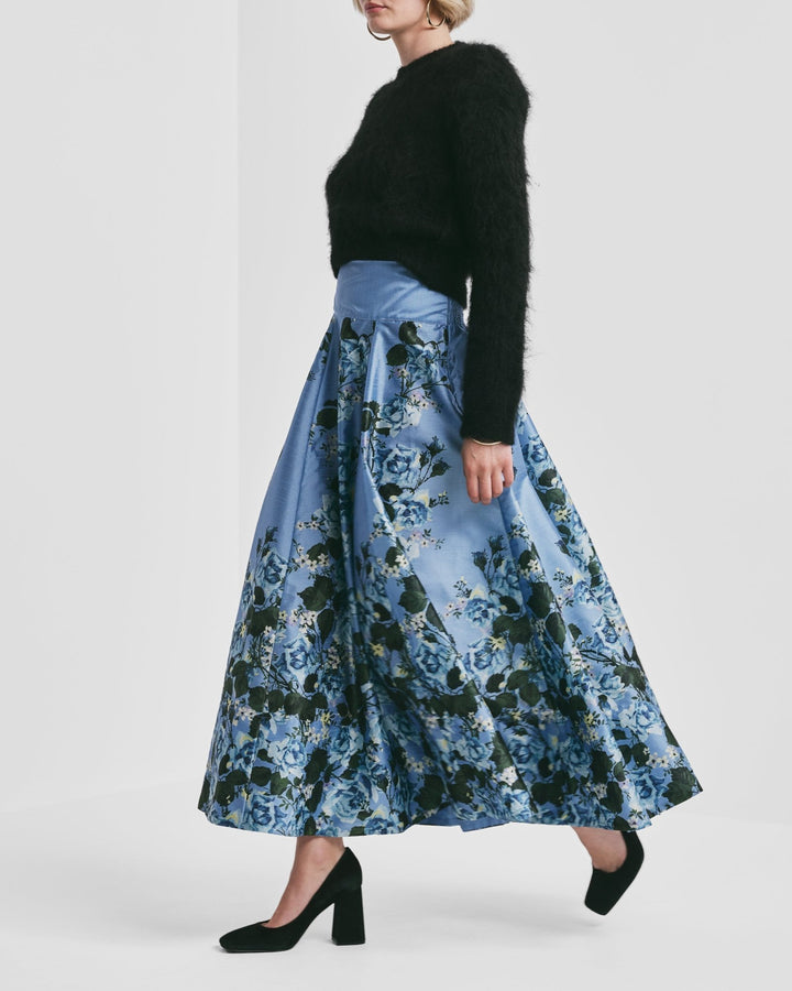 Taffeta Maxi Skirt Azure Garden | Skjørt | Smuk - Dameklær på nett
