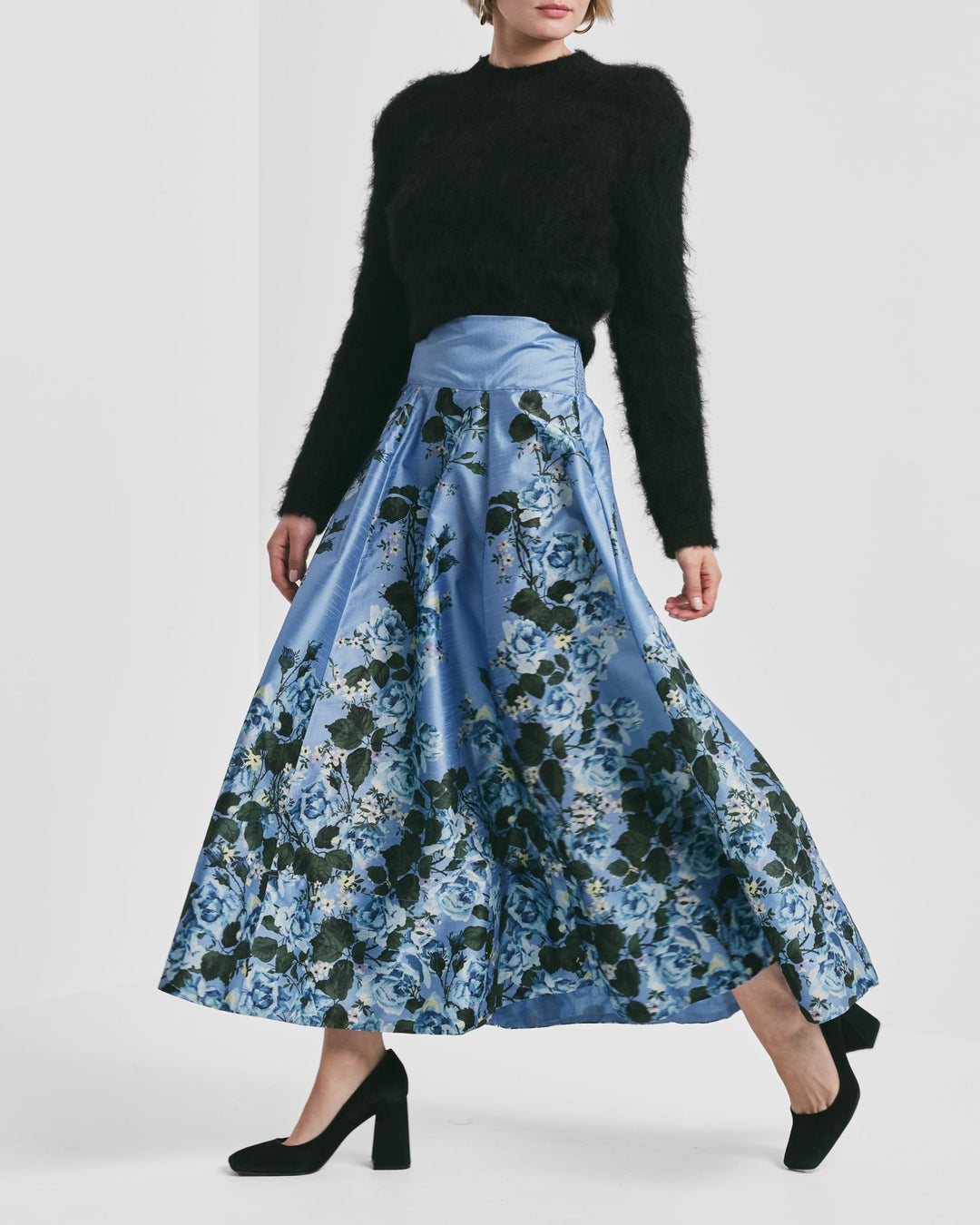 Taffeta Maxi Skirt Azure Garden | Skjørt | Smuk - Dameklær på nett