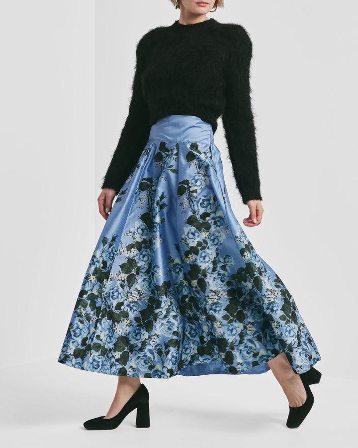 Taffeta Maxi Skirt Azure Garden | Skjørt | Smuk - Dameklær på nett