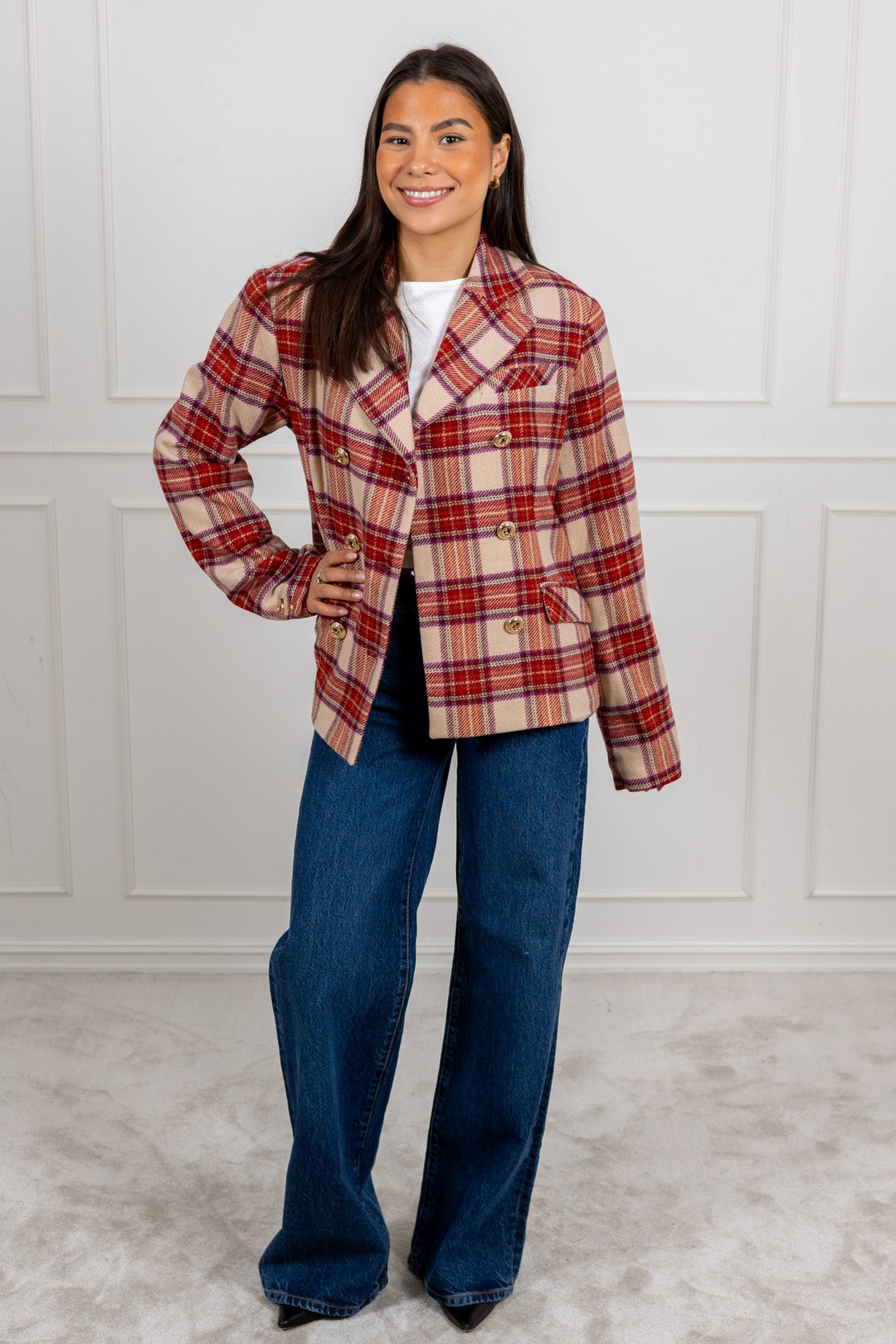 Tailored Blazer Checks | Blazer | Smuk - Dameklær på nett