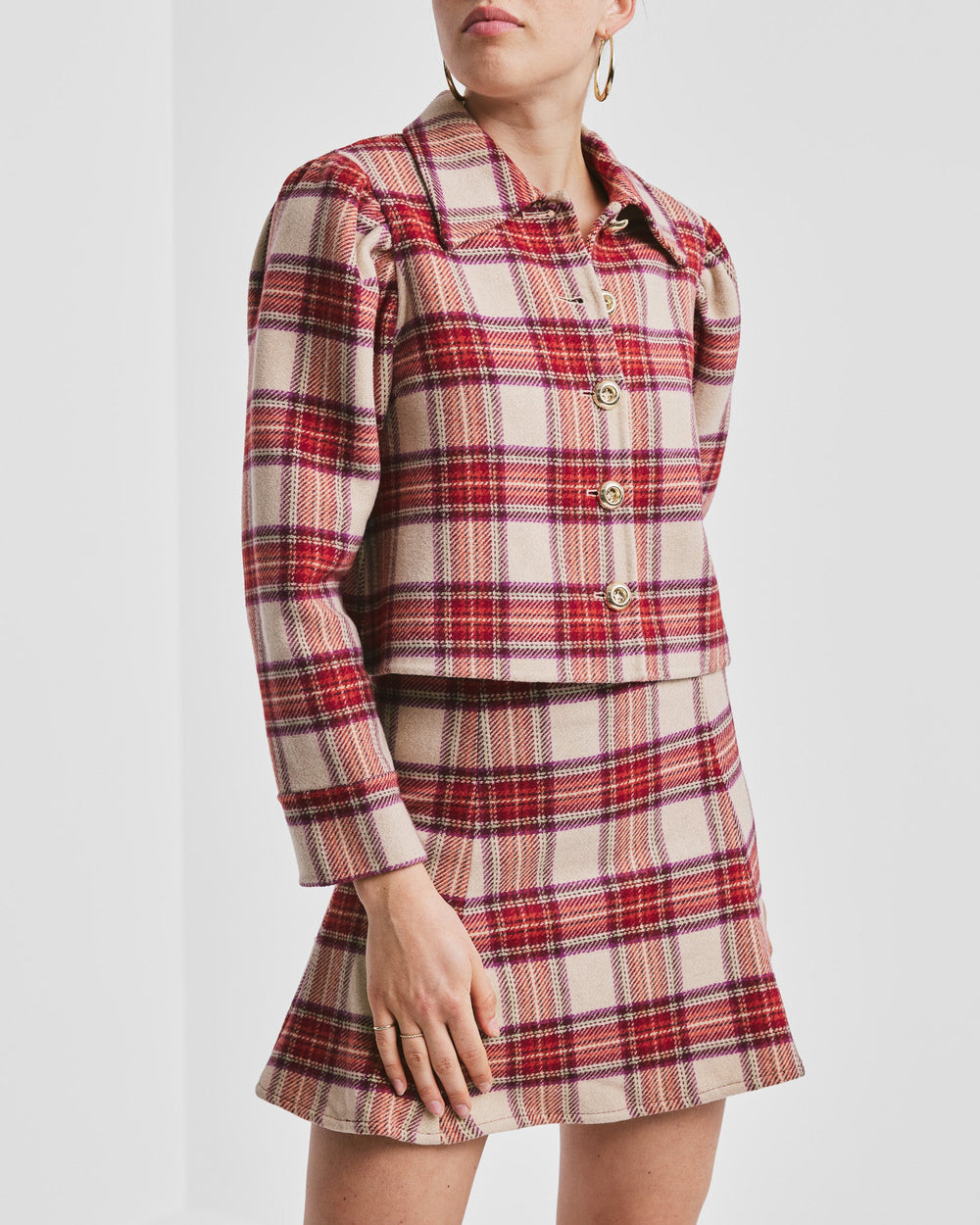 Tailored Cropped Jacket Checks | Yttertøy | Smuk - Dameklær på nett