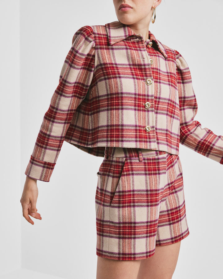 Tailored Cropped Jacket Checks | Yttertøy | Smuk - Dameklær på nett
