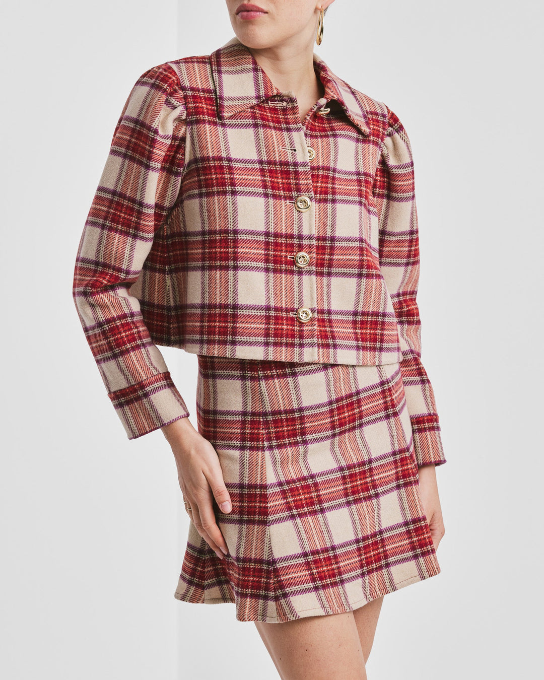 Tailored Cropped Jacket Checks | Yttertøy | Smuk - Dameklær på nett