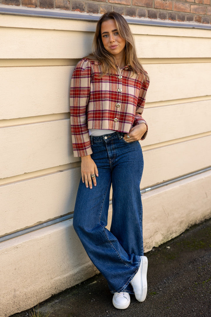 Tailored Cropped Jacket Checks | Yttertøy | Smuk - Dameklær på nett
