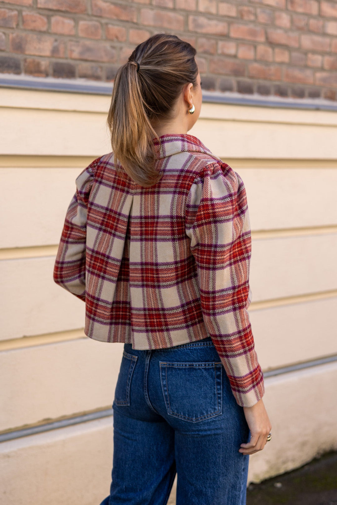 Tailored Cropped Jacket Checks | Yttertøy | Smuk - Dameklær på nett