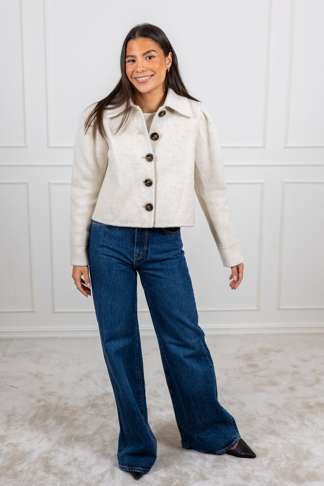 Tailored Cropped Jacket Vintage White | Yttertøy | Smuk - Dameklær på nett