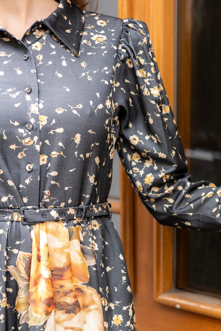 Tailored Satin Shirt Dress Black Rose | Kjoler | Smuk - Dameklær på nett