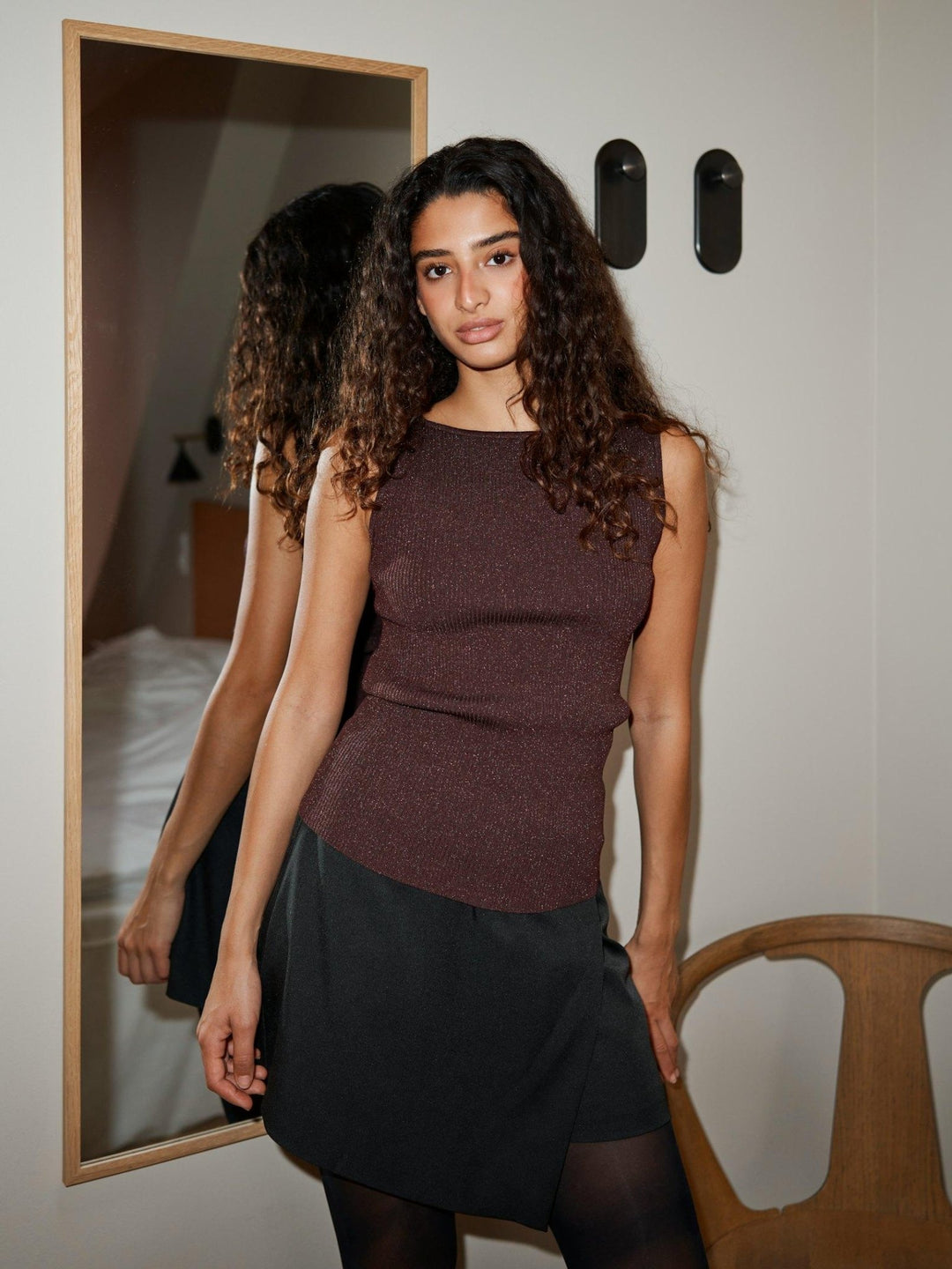 Talia Glitter Knit Top Burgundy | Genser | Smuk