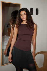 Talia Glitter Knit Top Burgundy