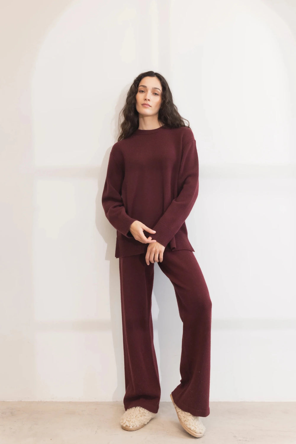 Talia Knit Trouser Deep Plum | Bukser | Smuk