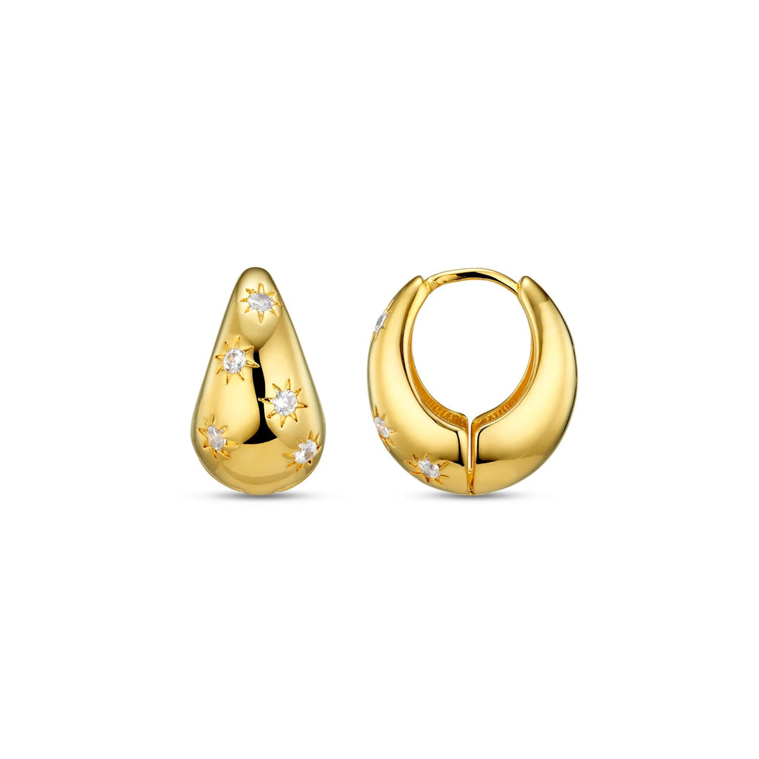 Tapered Crystal Starburst Hoop Earring Pale Gold | Accessories | Smuk - Dameklær på nett