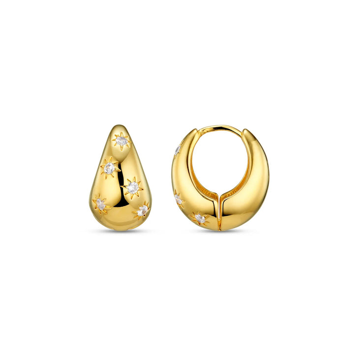 Tapered Crystal Starburst Hoop Earring Pale Gold | Accessories | Smuk - Dameklær på nett