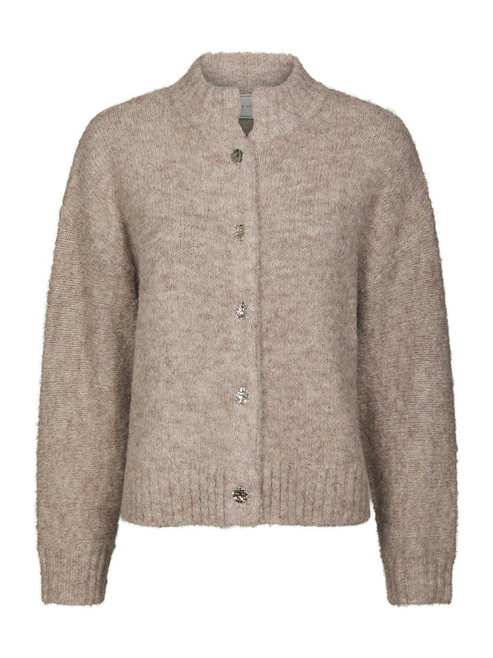 Taura Fluffy Knit Cardigan Beige Melange | Genser | Smuk