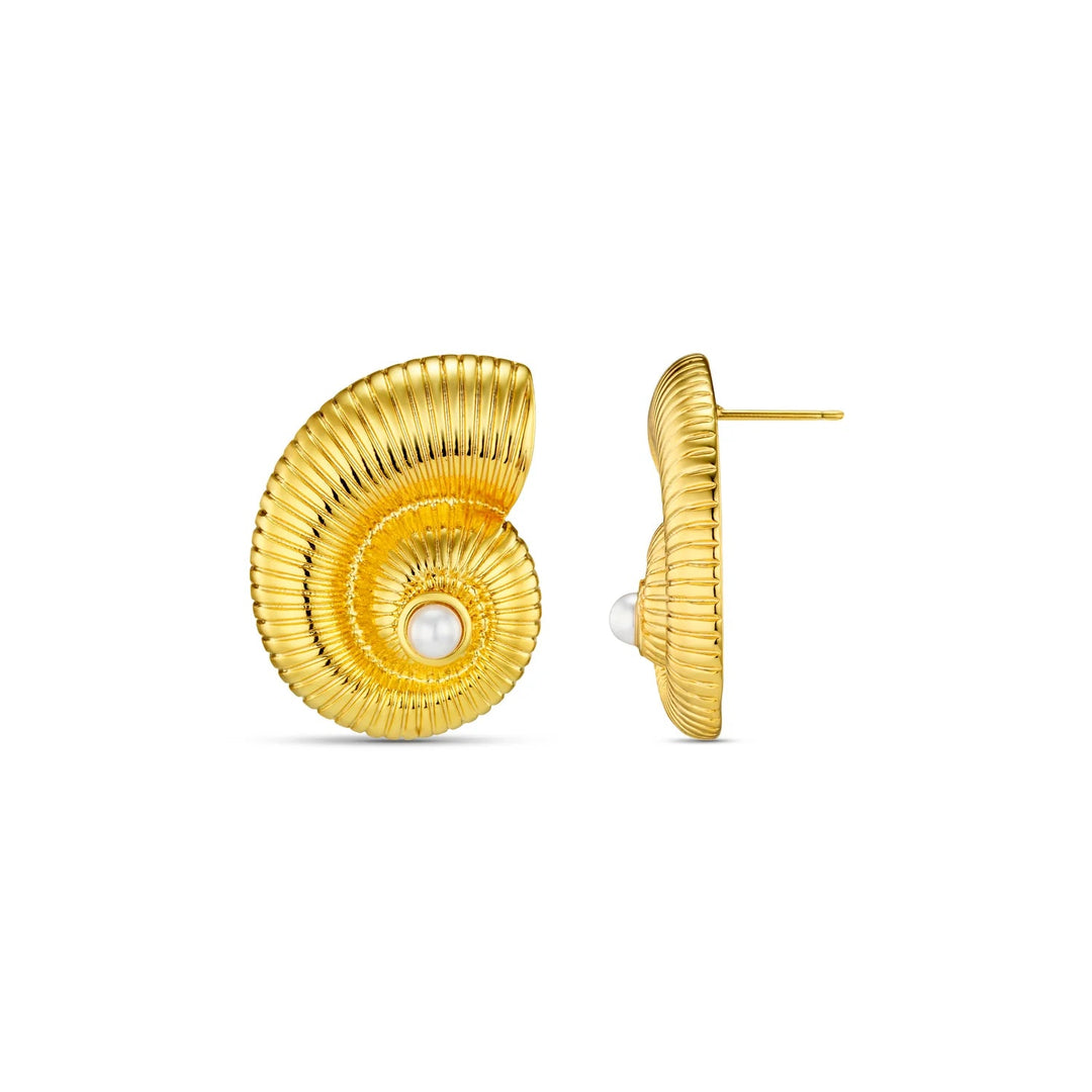 Textured Ammonite Statement Stud Pale Gold | Accessories | Smuk - Dameklær på nett