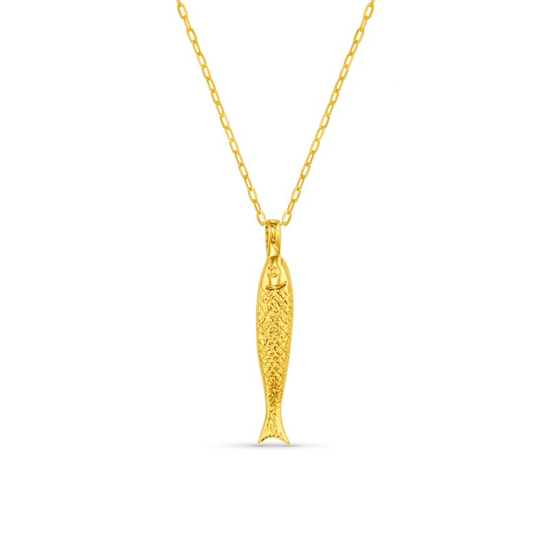Textured Fish Charm Necklace Pale Gold | Accessories | Smuk