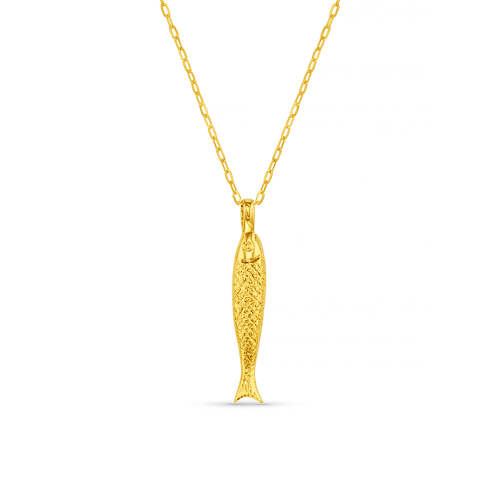 Textured Fish Charm Necklace Pale Gold | Accessories | Smuk