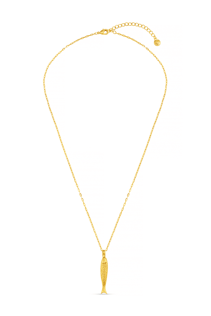 Textured Fish Charm Necklace Pale Gold | Accessories | Smuk