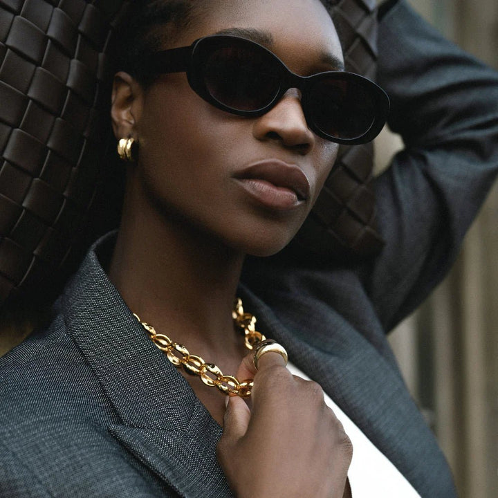 Textured Jumbo Link Necklace Pale Gold | Accessories | Smuk - Dameklær på nett
