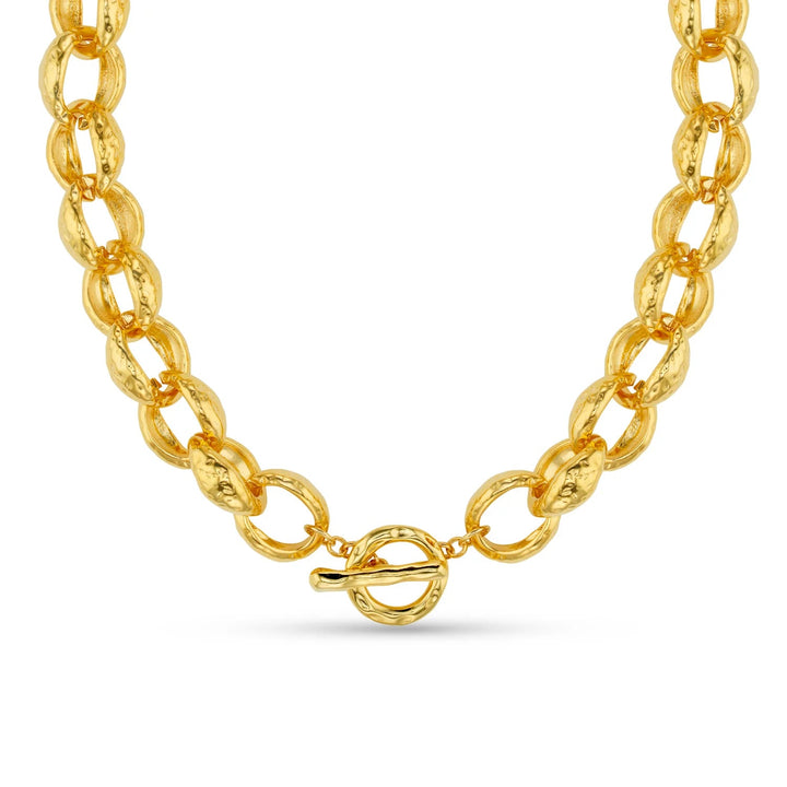 Textured Jumbo Link Necklace Pale Gold | Accessories | Smuk - Dameklær på nett