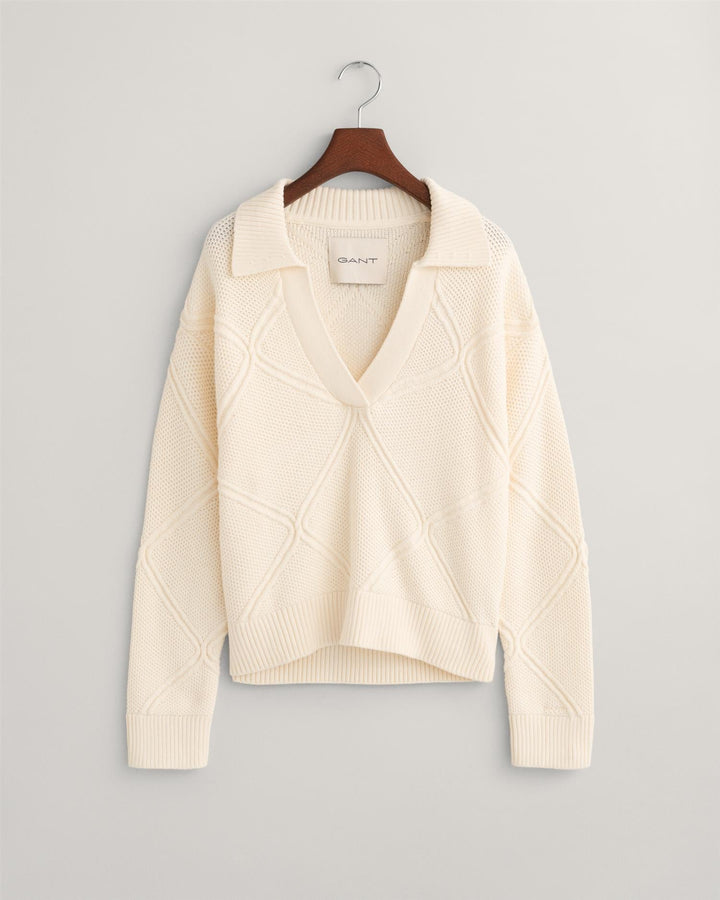 Textured Knit Rugger Cream | Genser | Smuk - Dameklær på nett
