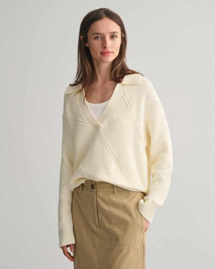 Textured Knit Rugger Cream | Genser | Smuk - Dameklær på nett