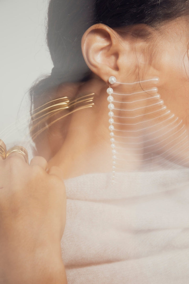 The Long Pearl Earrings Cream | Accessories | Smuk - Dameklær på nett