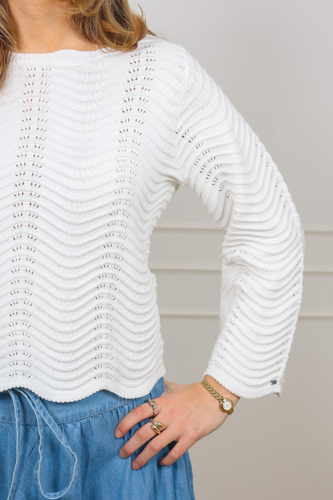 The Wave Riviera Pullover White | Genser | Smuk