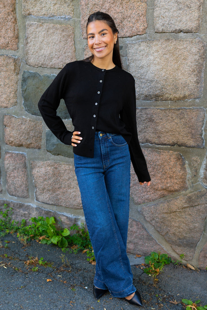 Thea Ls Knit Merino Cardigan Black | Genser | Smuk