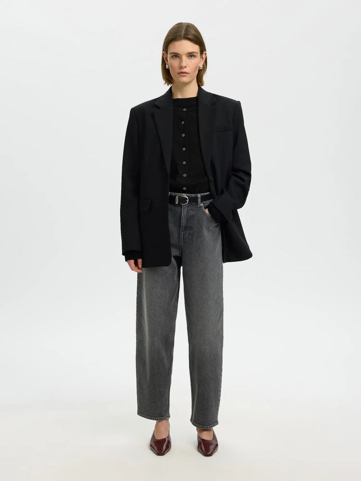 Thea Ls Knit Merino Cardigan Black | Genser | Smuk