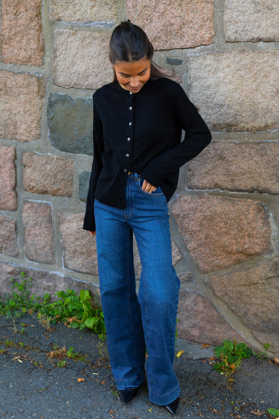 Thea Ls Knit Merino Cardigan Black | Genser | Smuk