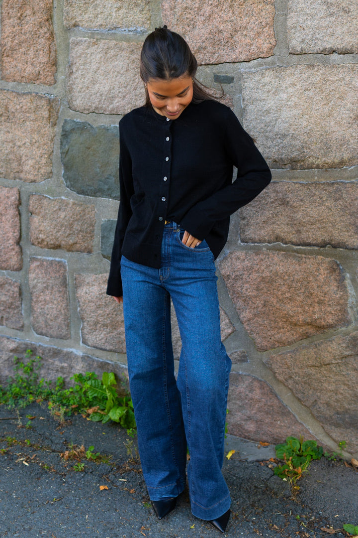 Thea Ls Knit Merino Cardigan Black | Genser | Smuk