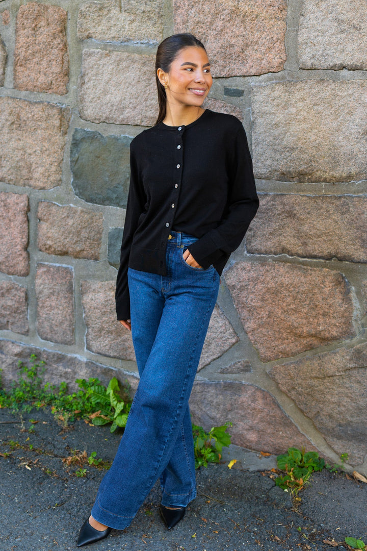 Thea Ls Knit Merino Cardigan Black | Genser | Smuk