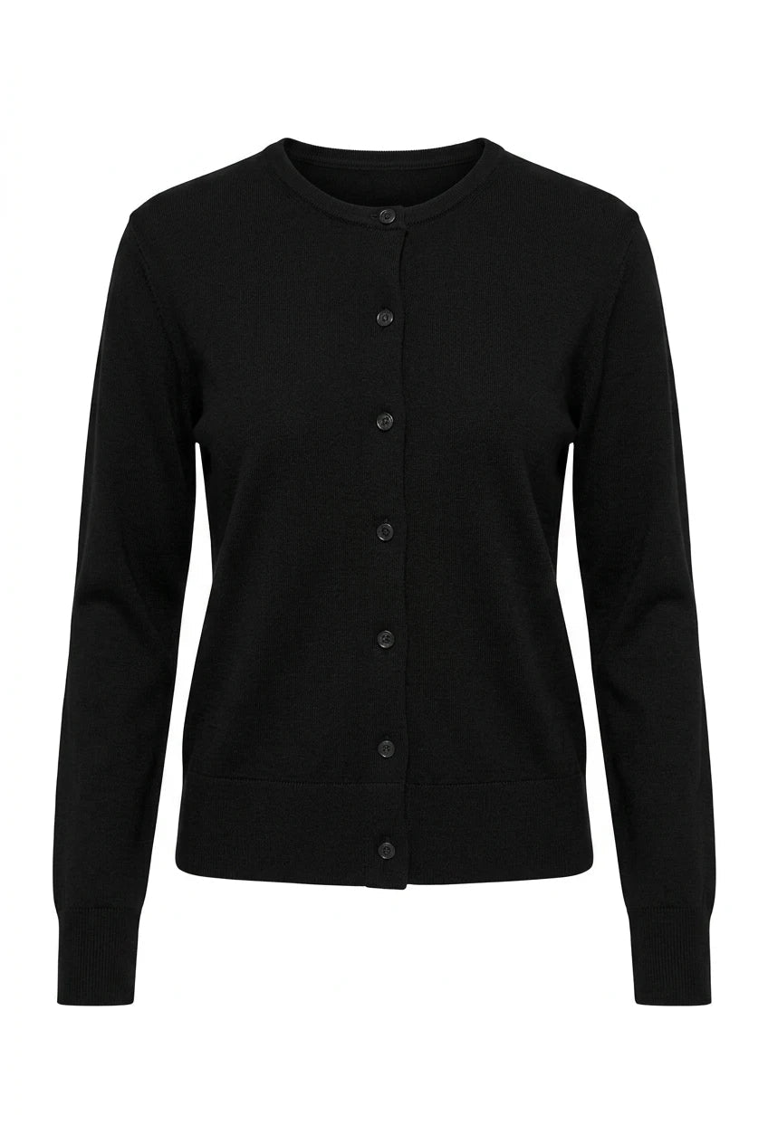 Thea Ls Knit Merino Cardigan Black | Genser | Smuk